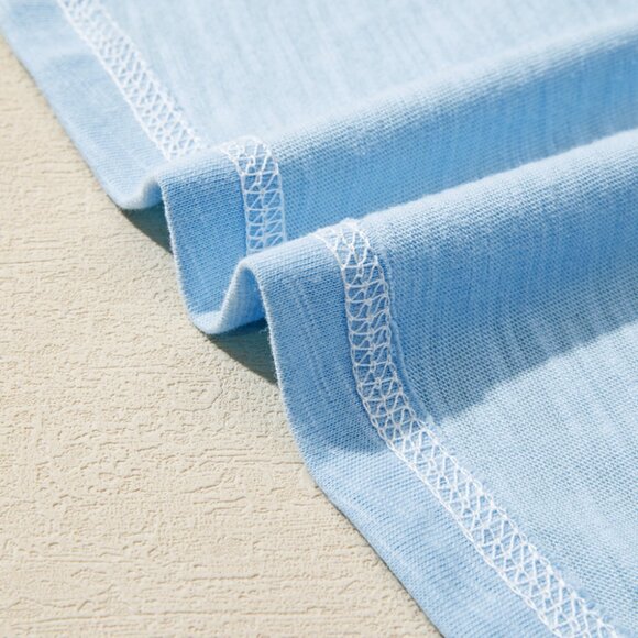 B354 Pink Color Block Round Neck Exposed Seam Patchwork Striped Long Sleeve Top - Picture 7 of 11